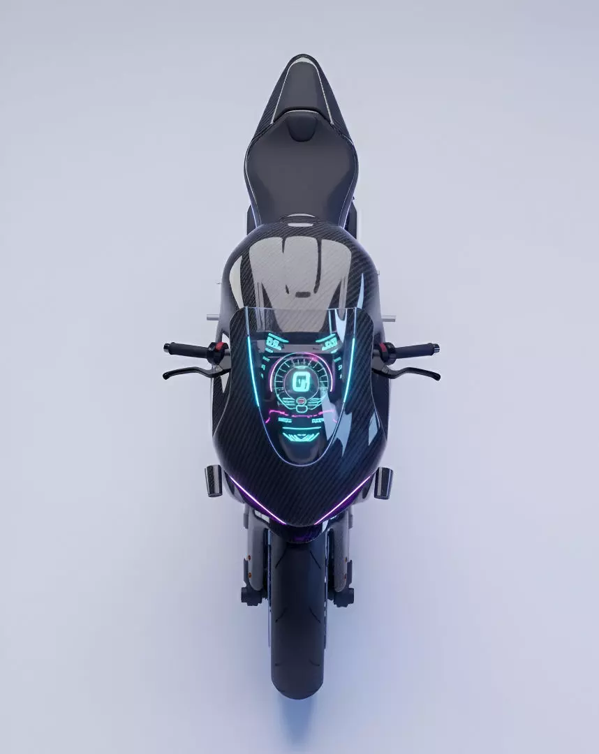Futuristic Electric Sports Bike with Neon Low-poly 3D model Low-poly 3D model_4