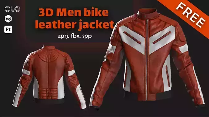 FREE 3D Men bike leather jacket
