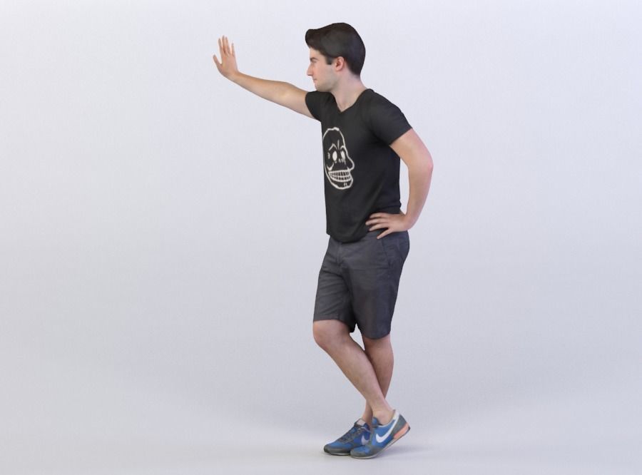 Berkan 0108 Man Standing against invisible Wall, Legs crossed 3D model_1