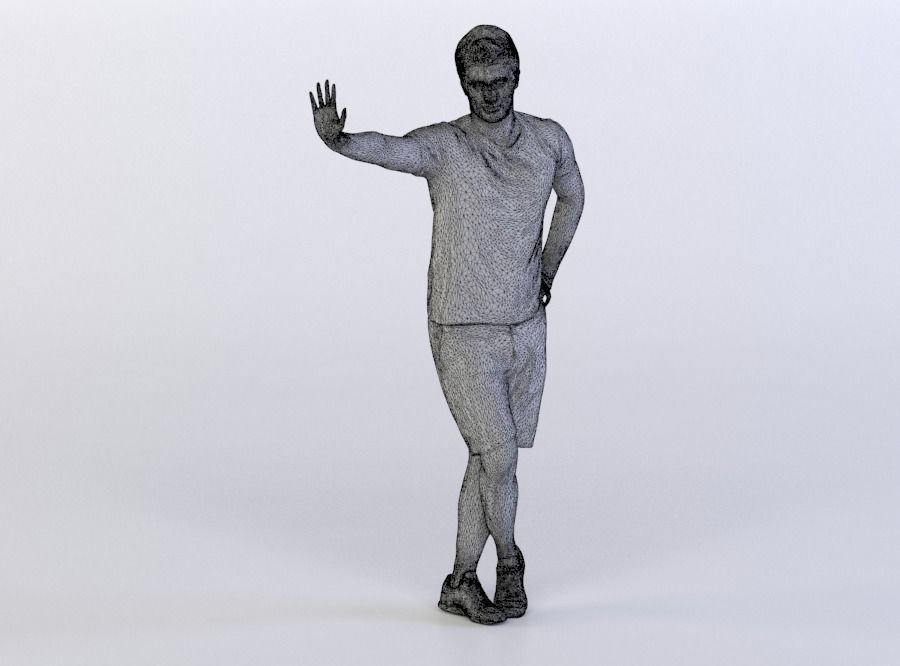 Berkan 0108 Man Standing against invisible Wall, Legs crossed 3D model_4