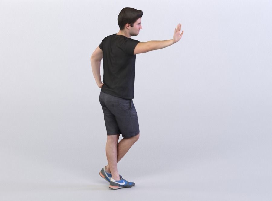 Berkan 0108 Man Standing against invisible Wall, Legs crossed 3D model_3