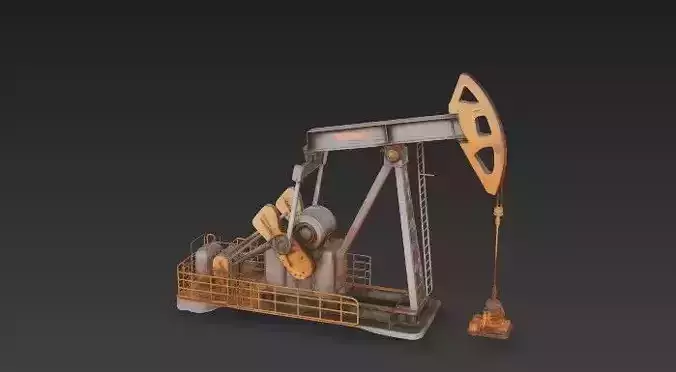 Oil Pump Jack Pumpjack 3D Model - Weathered Industrial Equipment