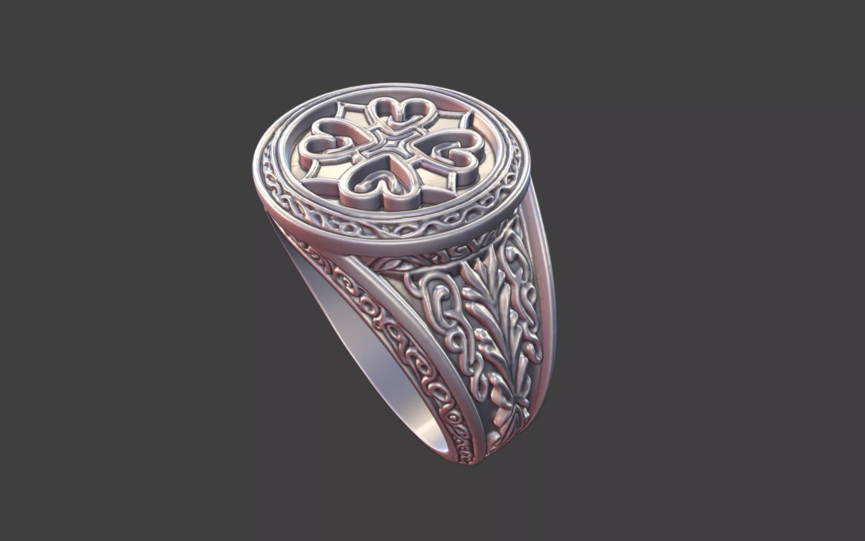 Compact Ornate Cross Ring 3D print model_0