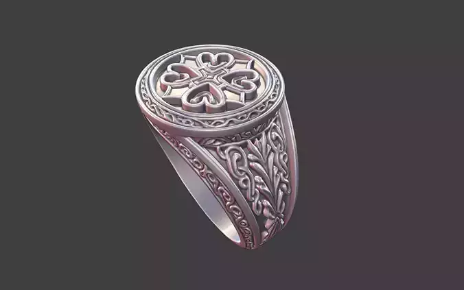 Compact Ornate Cross Ring