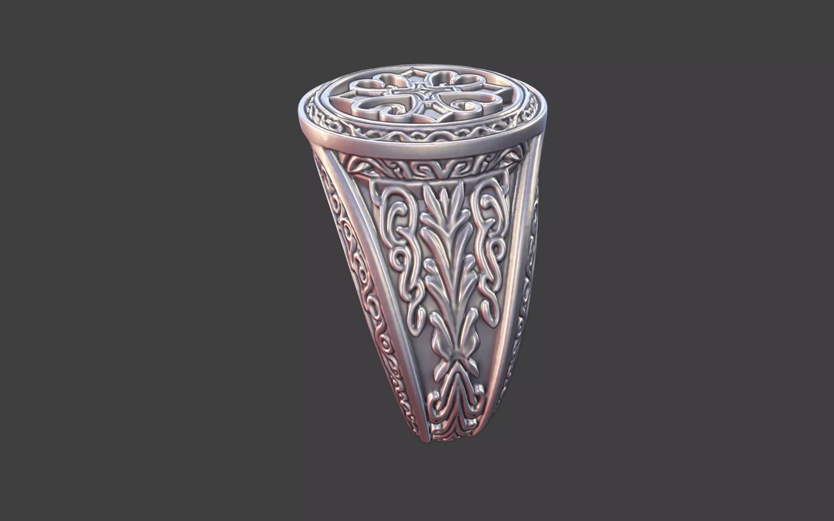 Compact Ornate Cross Ring 3D print model_3