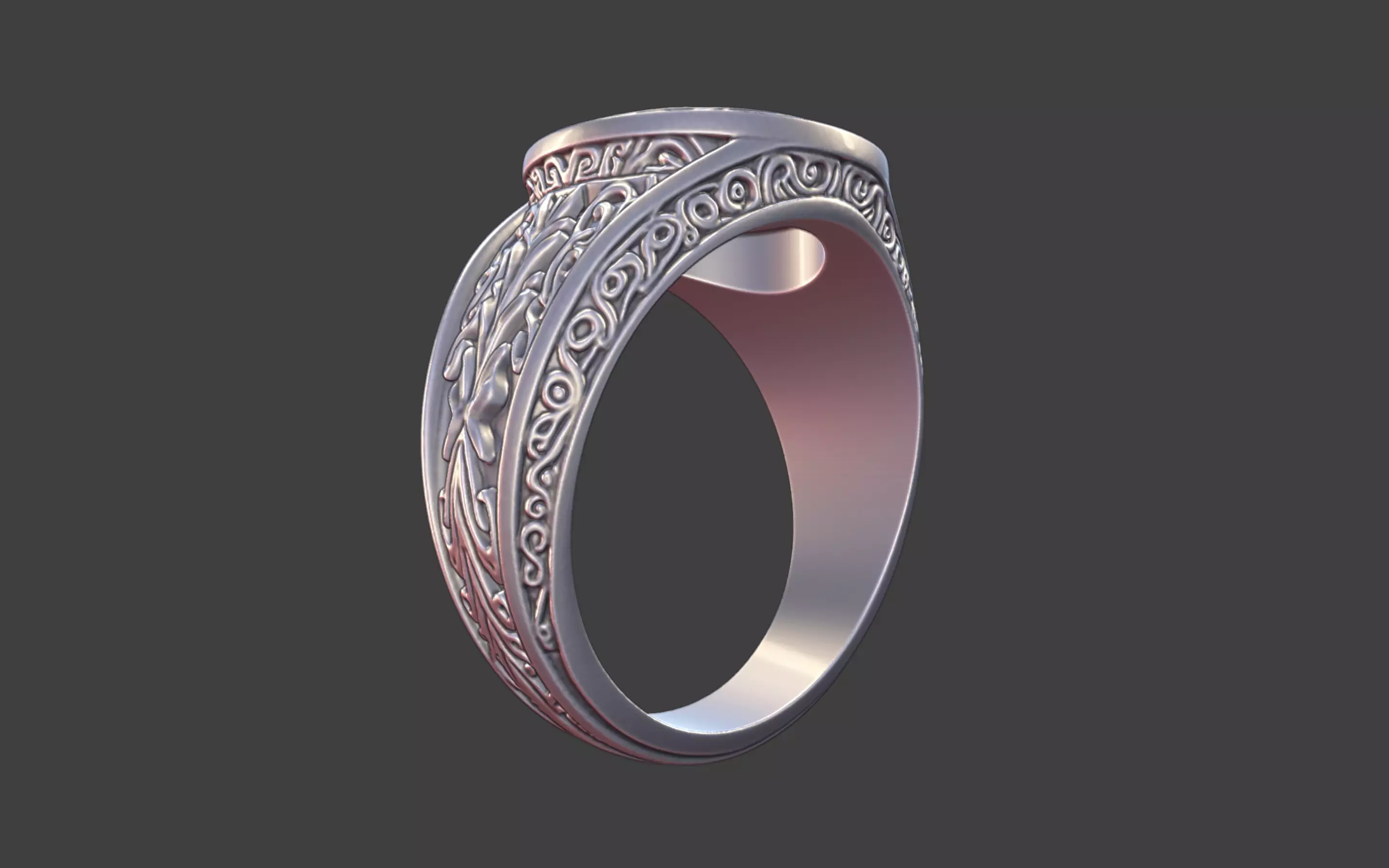 Compact Ornate Cross Ring 3D print model_5