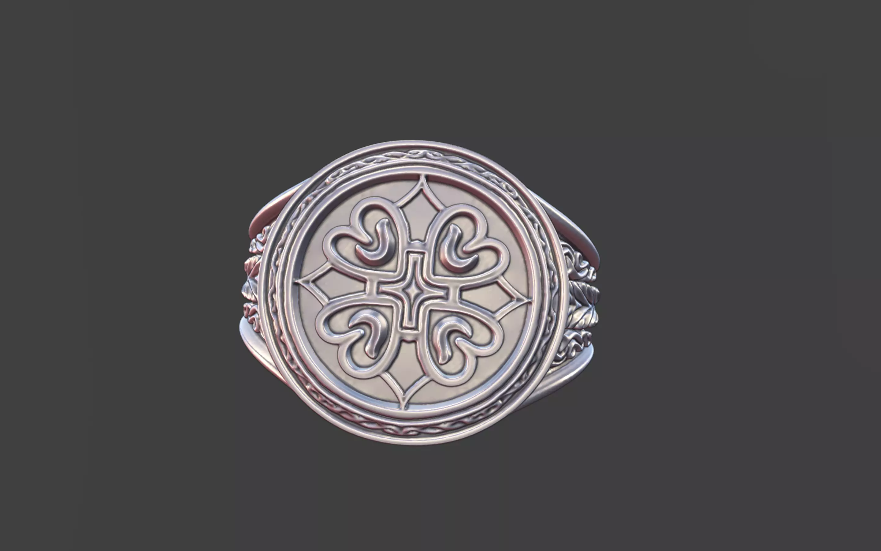 Compact Ornate Cross Ring 3D print model_1