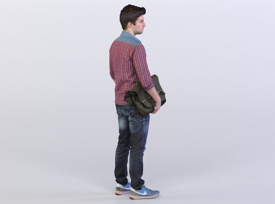 Berkan 0511 Man Standing, Holding Bag 3D model_3
