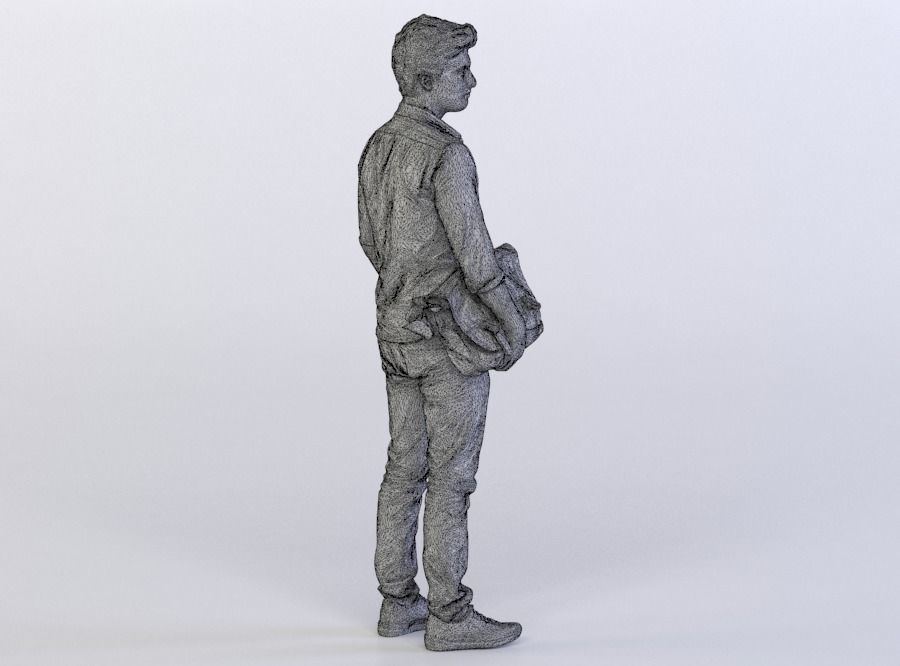 Berkan 0511 Man Standing, Holding Bag 3D model_7