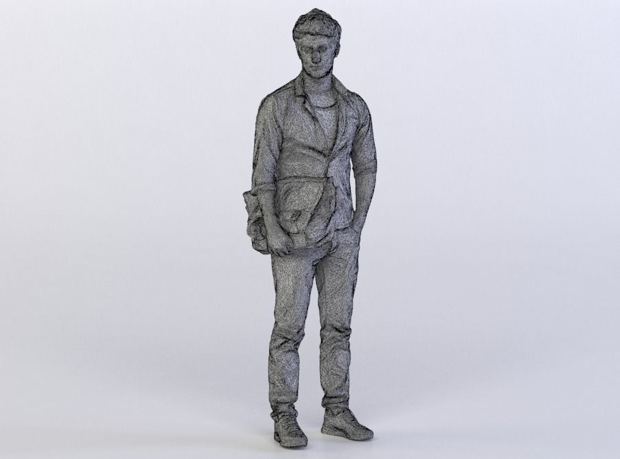 Berkan 0511 Man Standing, Holding Bag 3D model_4