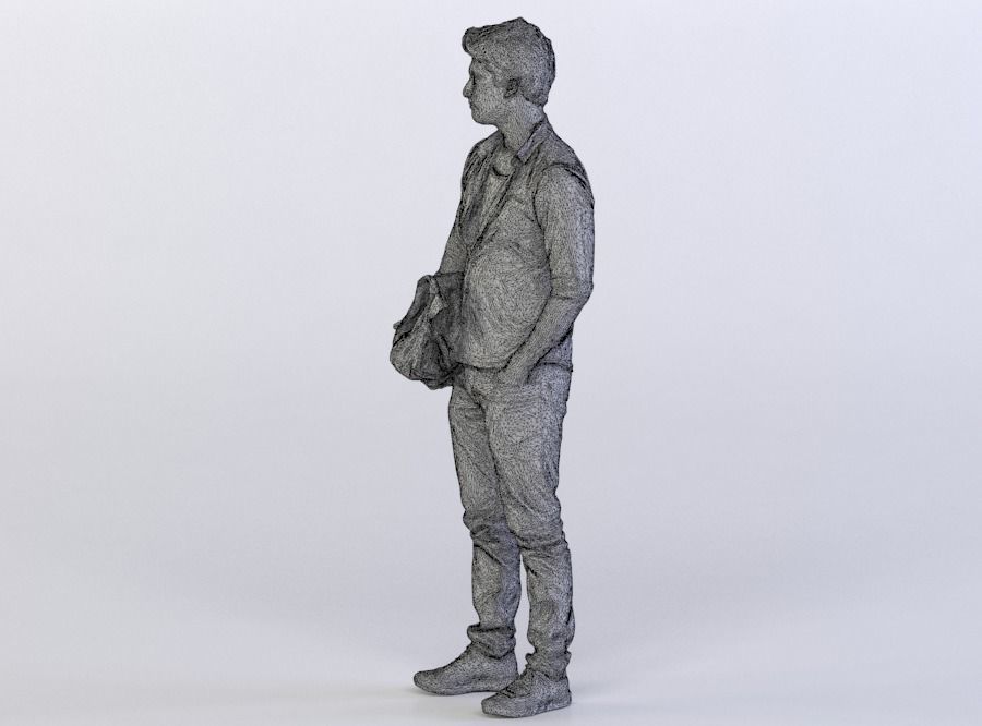 Berkan 0511 Man Standing, Holding Bag 3D model_5