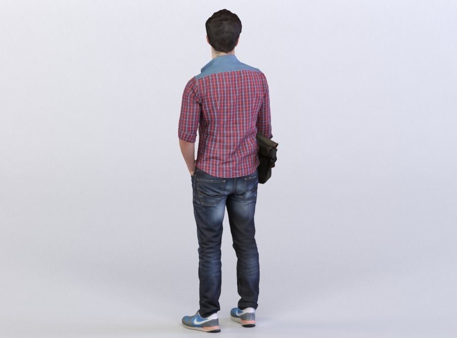 Berkan 0511 Man Standing, Holding Bag 3D model_2