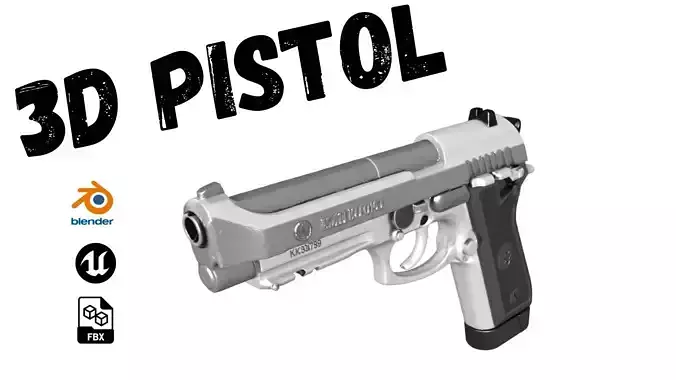 Pistola 3D Branca e Cinza 3D model