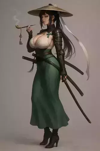 Green Kimono Sword Maiden