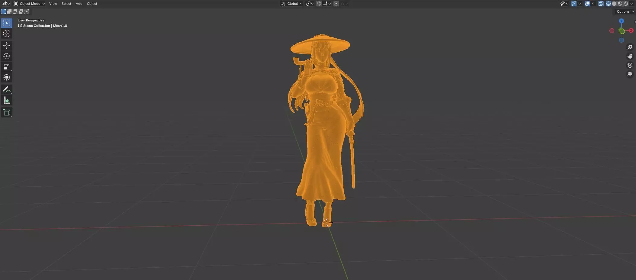 Green Kimono Sword Maiden 3D print model_5