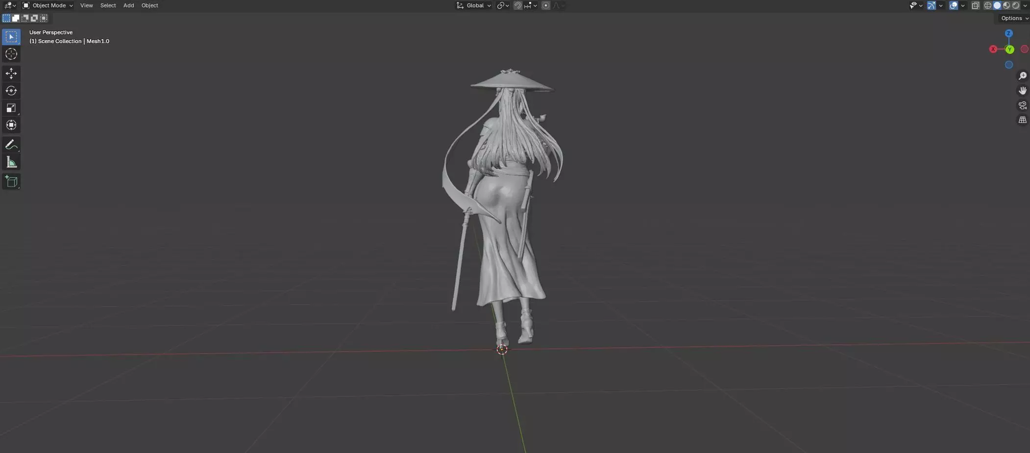 Green Kimono Sword Maiden 3D print model_4