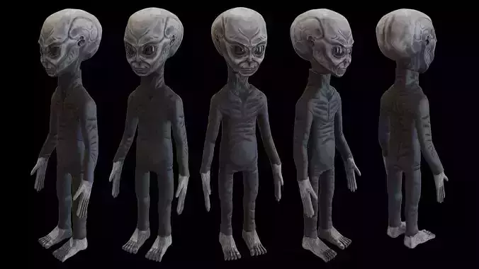 Space Grey Alien Low-poly 3D model