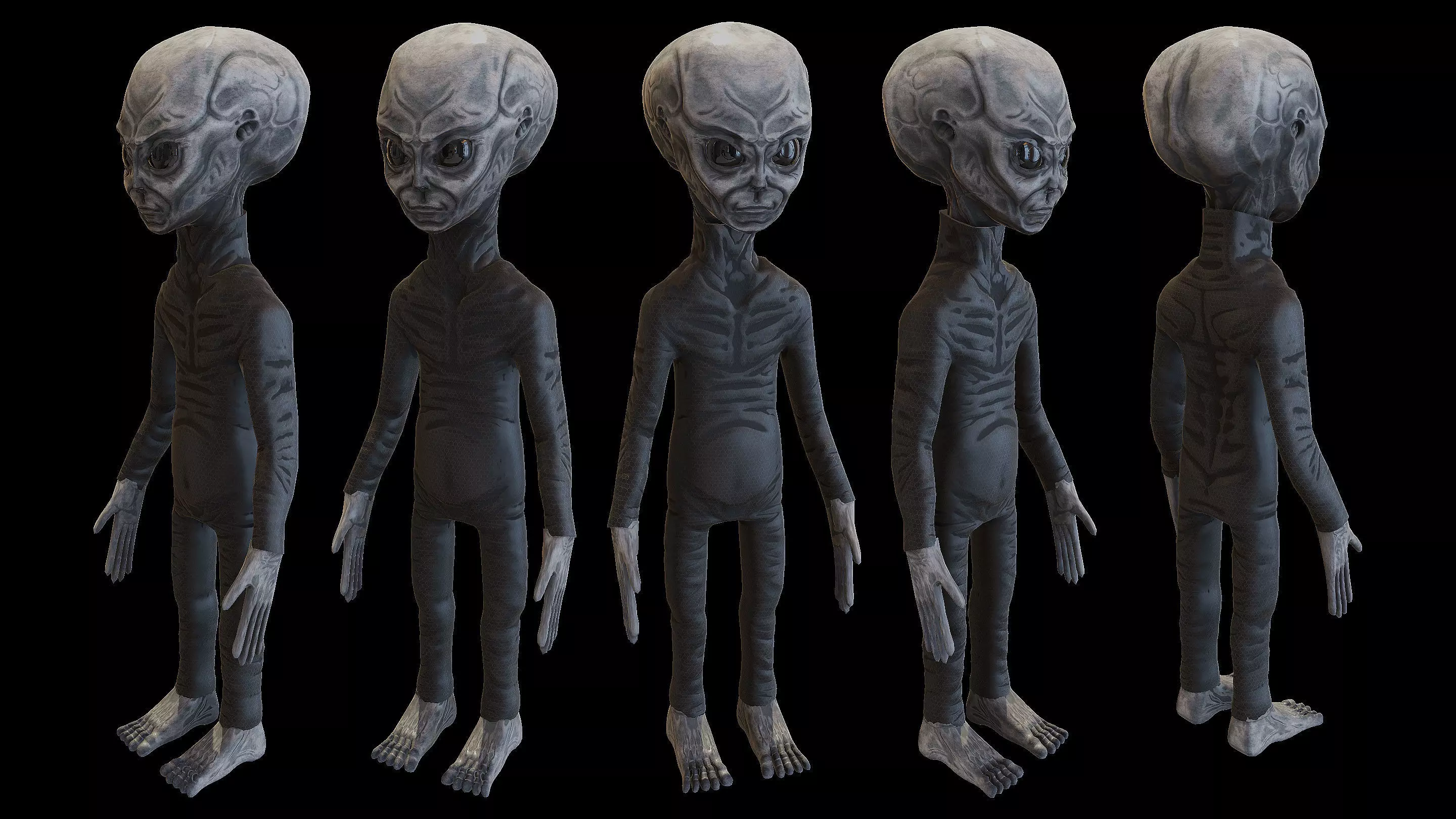 Space Grey Alien Low-poly 3D model_0