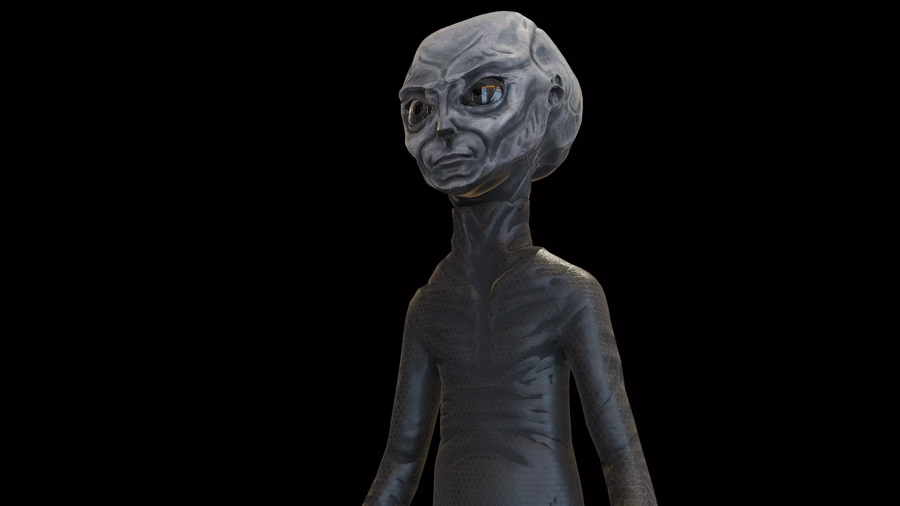 Space Grey Alien Low-poly 3D model_5