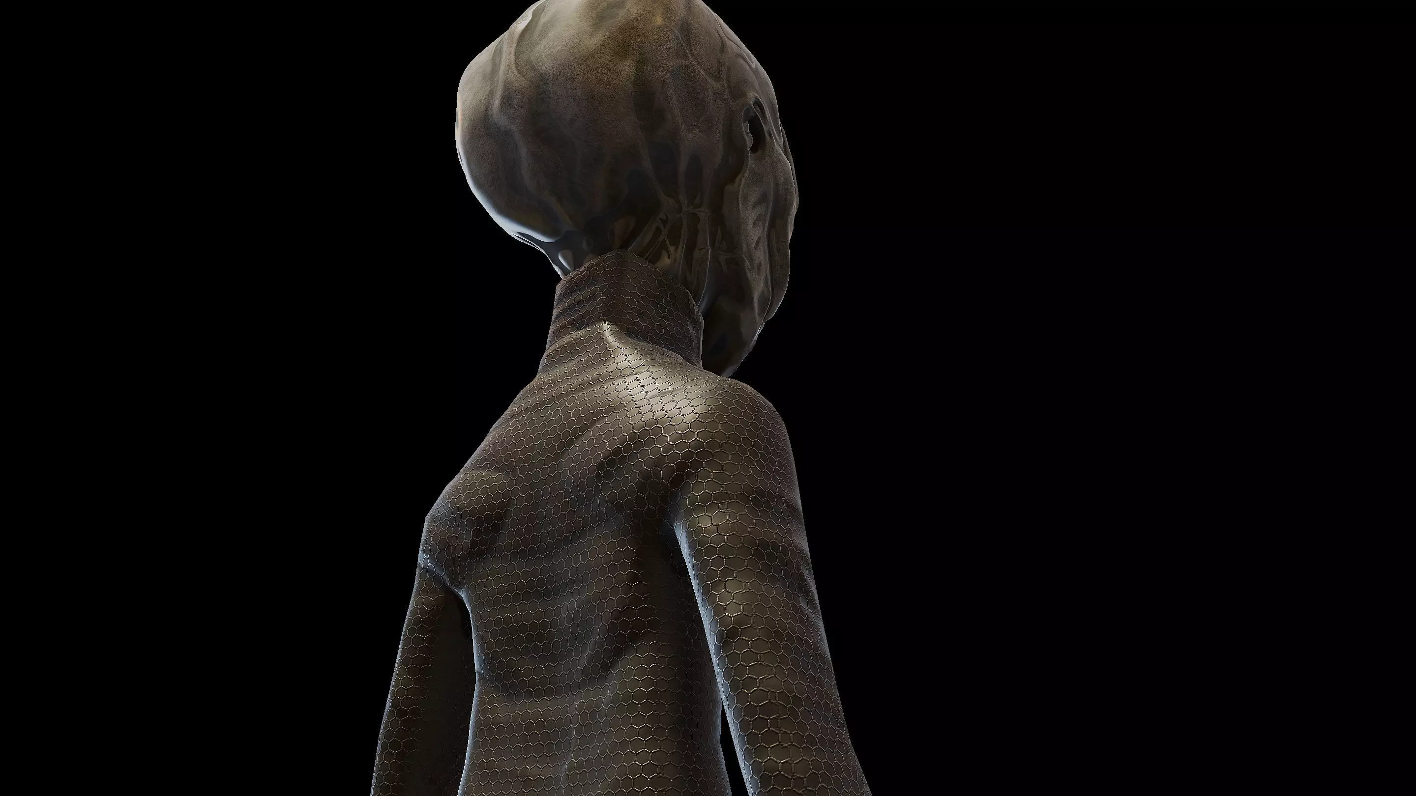 Space Grey Alien Low-poly 3D model_4
