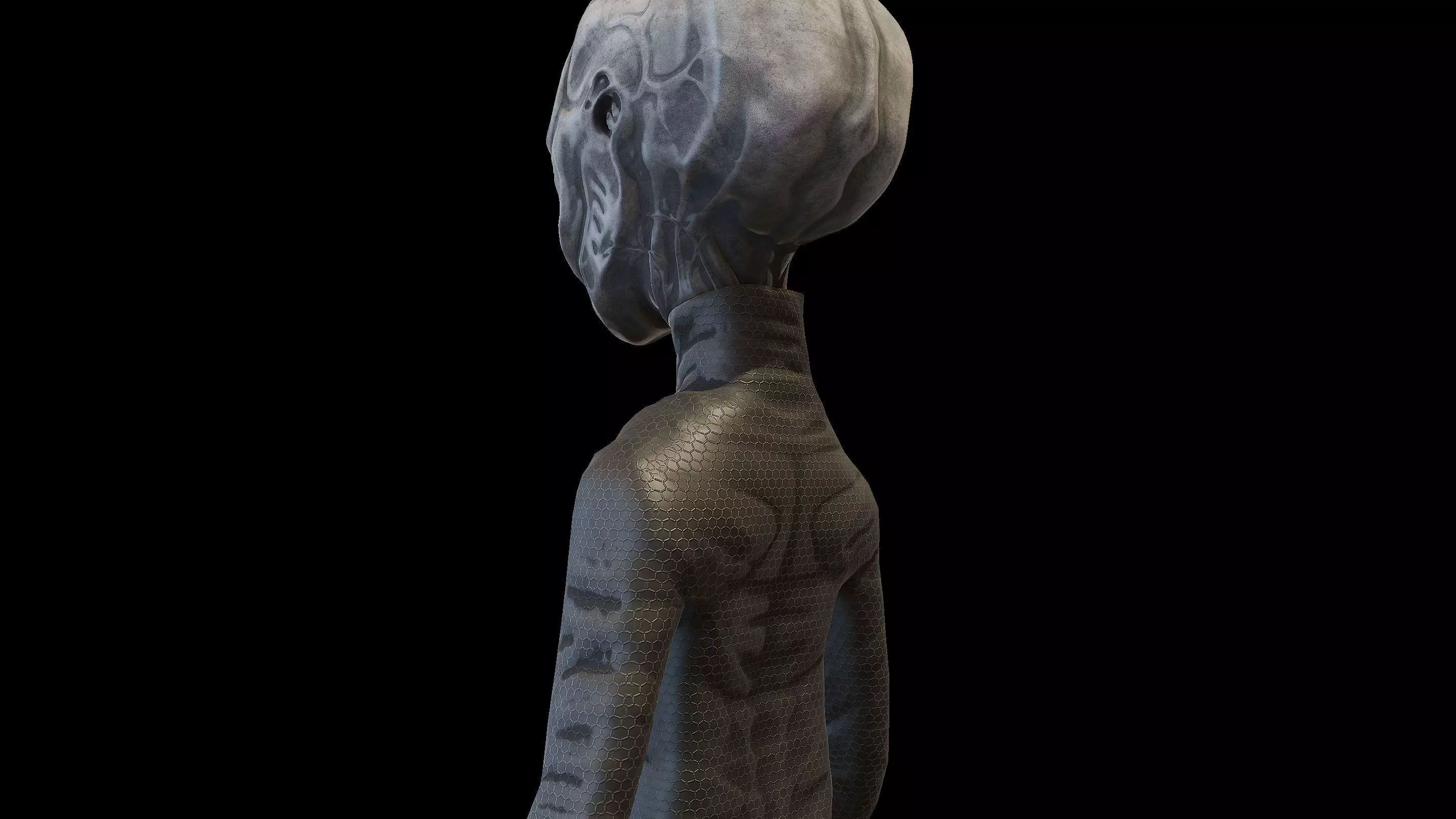 Space Grey Alien Low-poly 3D model_7