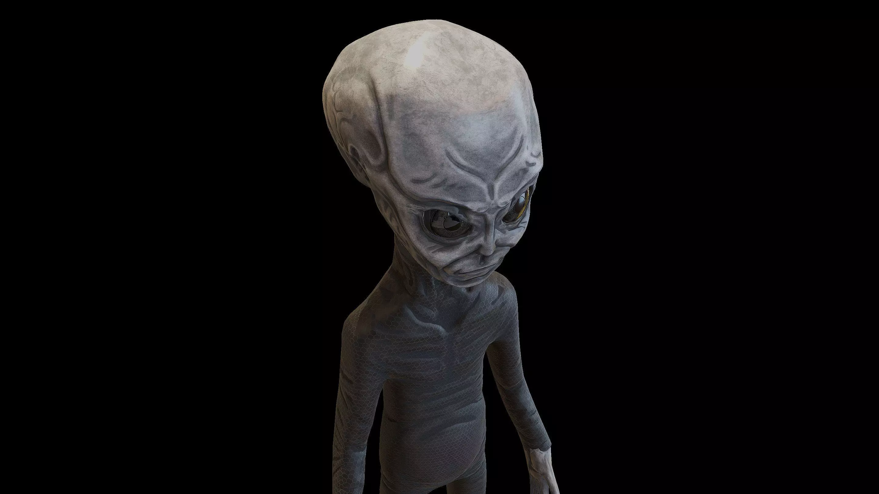 Space Grey Alien Low-poly 3D model_2