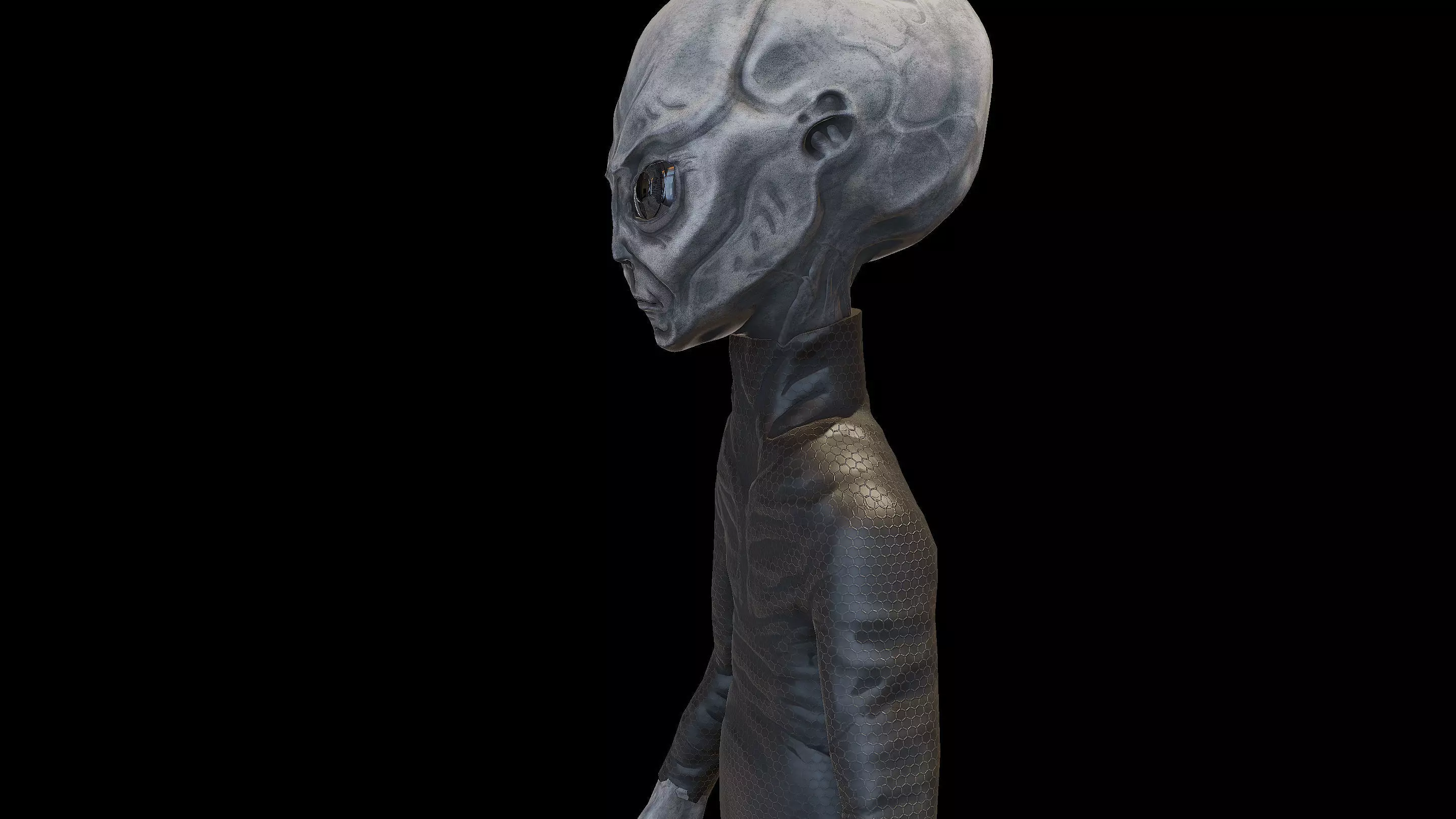 Space Grey Alien Low-poly 3D model_6