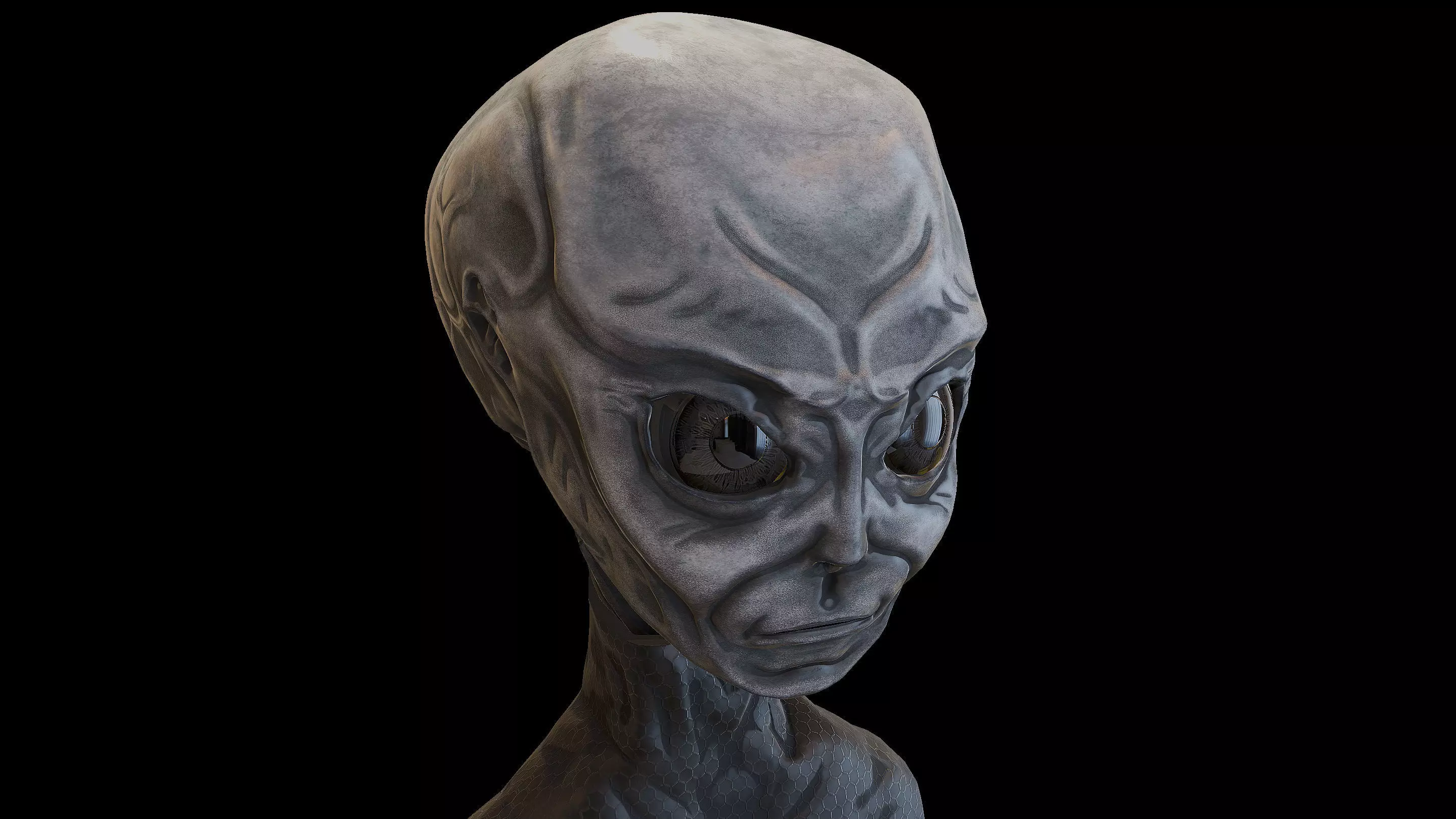 Space Grey Alien Low-poly 3D model_1