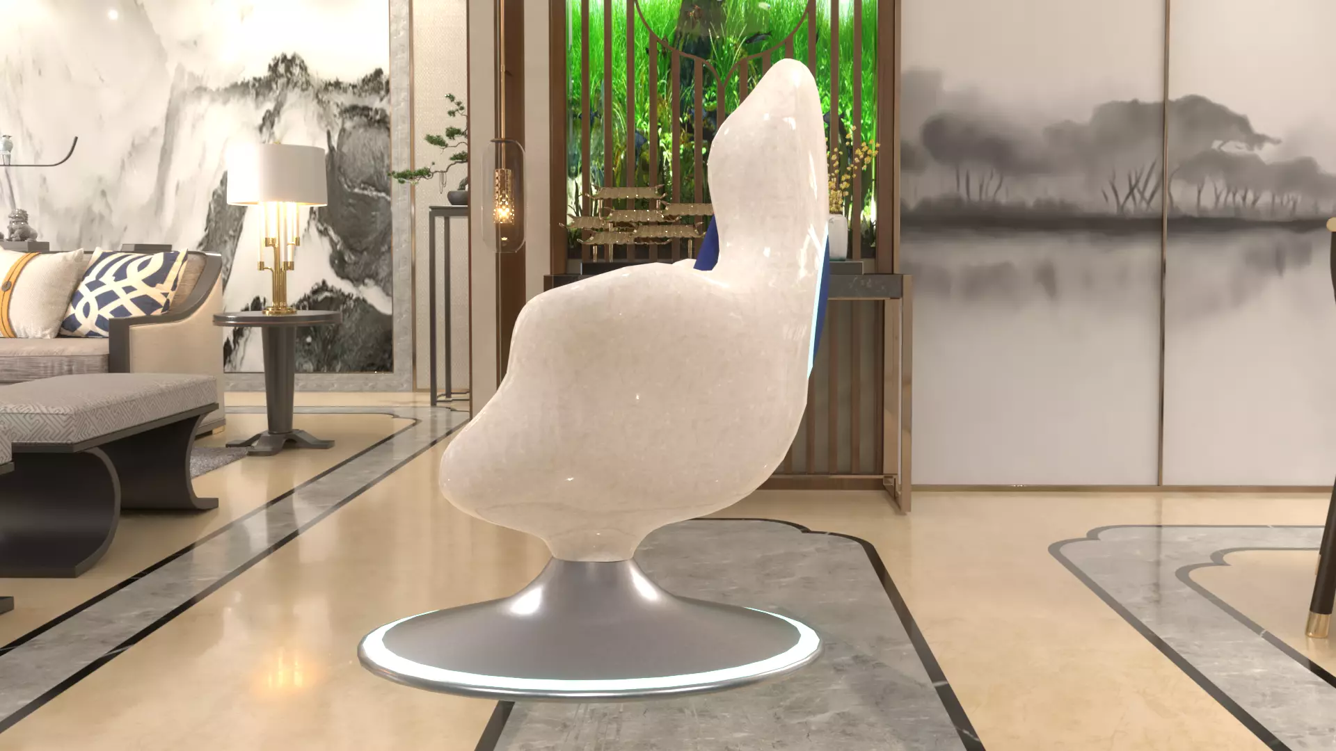 Futuristic Luxury Lounge Chair 3d Model with PBR Materials 3D model_2