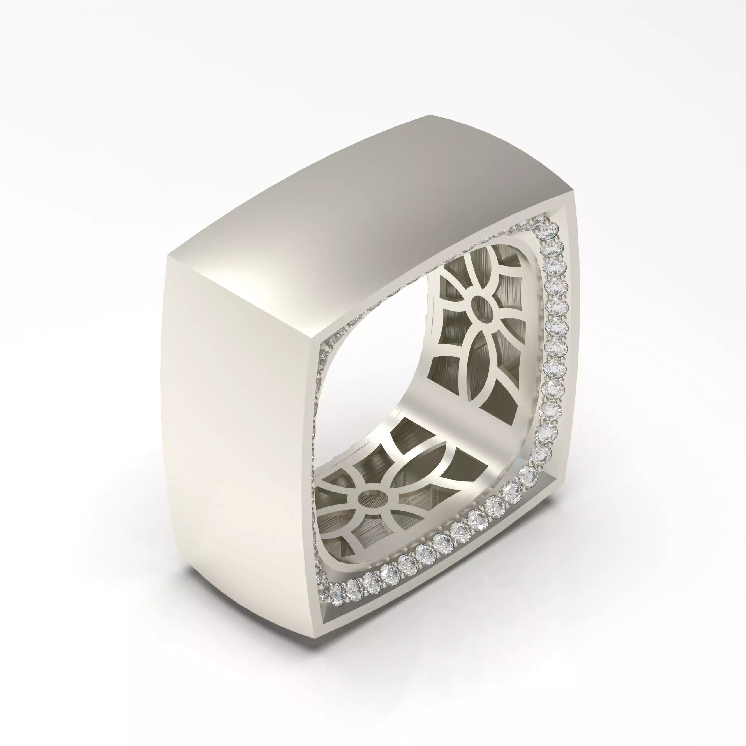 Geometric Hollow Square Ring Inspired by Vhernier 3D print model_6