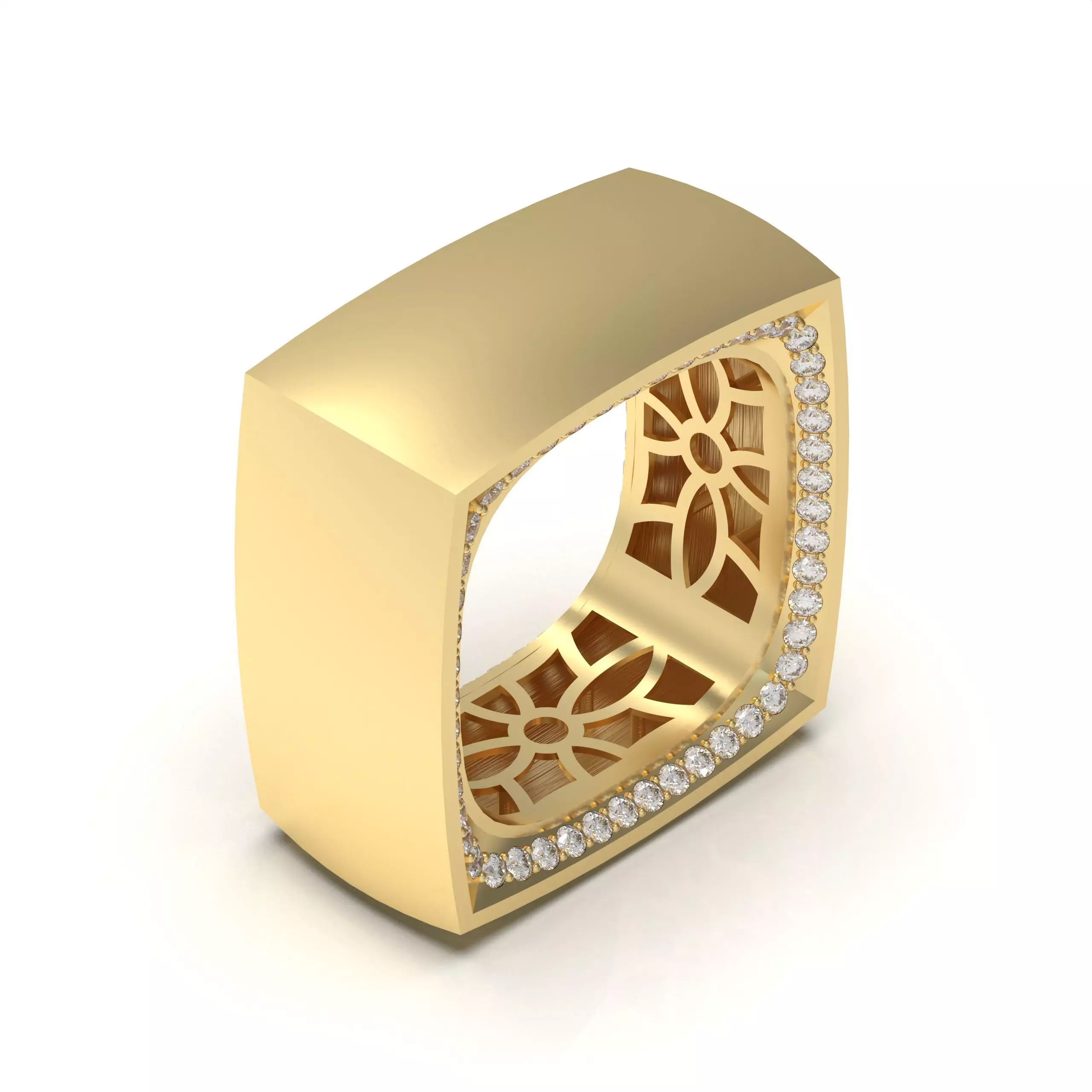 Geometric Hollow Square Ring Inspired by Vhernier 3D print model_0