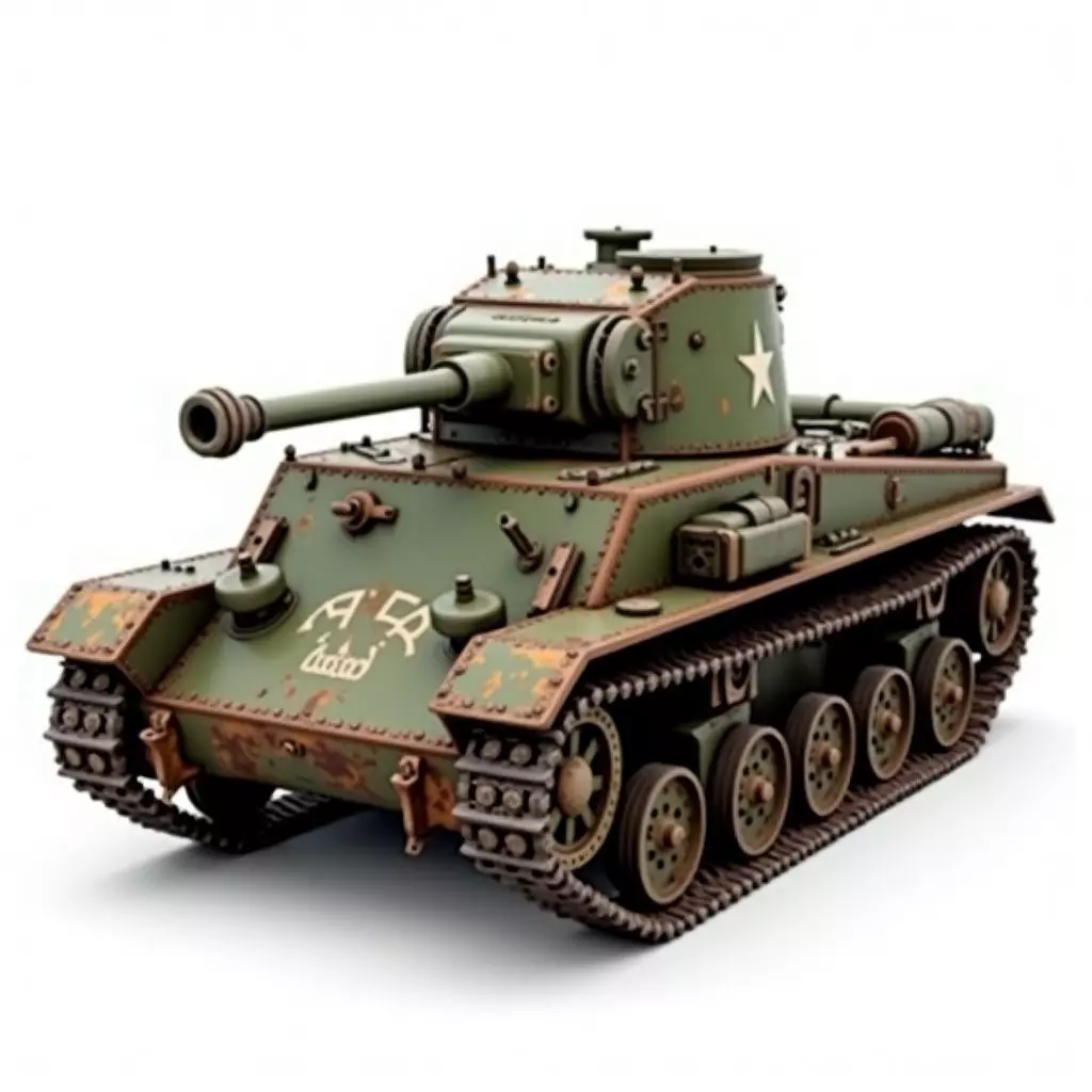 Vintage Light Tank 3D Model Battle Worn Warfare Low-poly 3D model_0