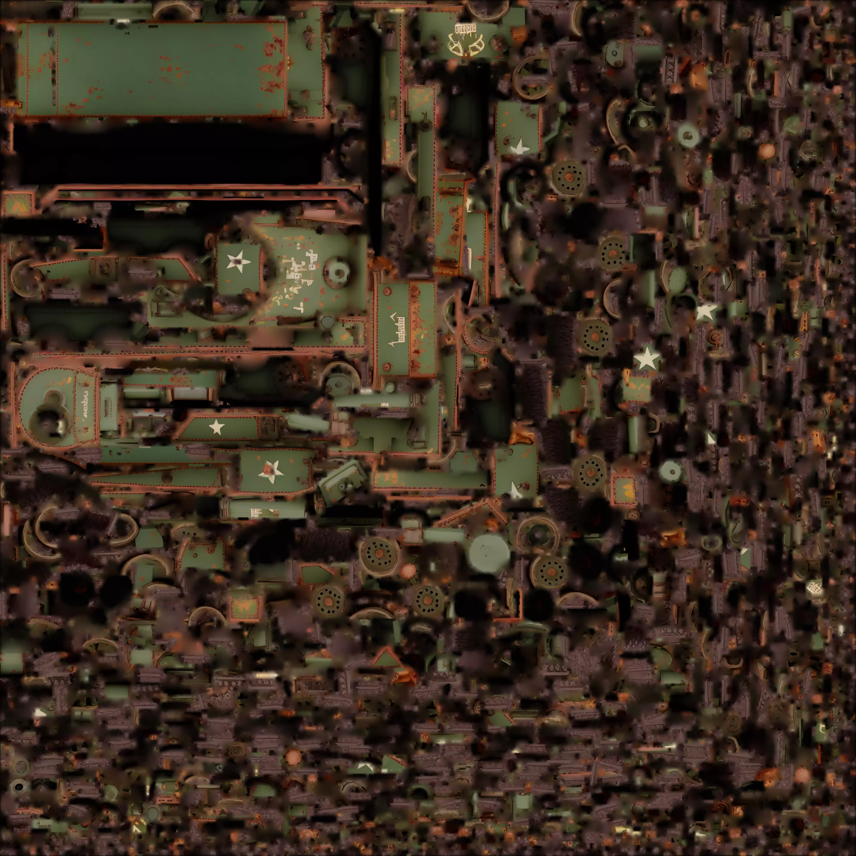 Vintage Light Tank 3D Model Battle Worn Warfare Low-poly 3D model_1