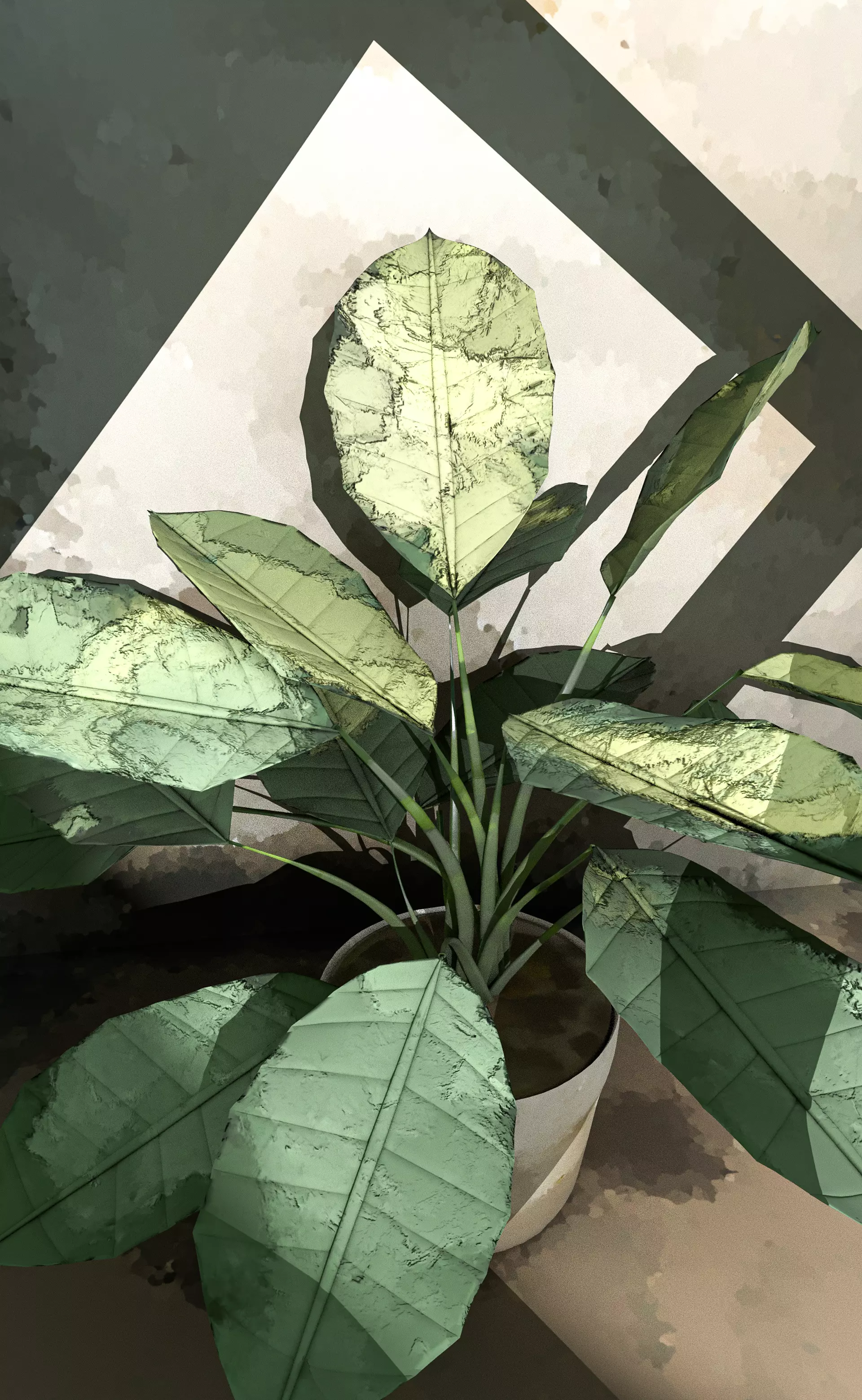 Handpainted Pot Plant 3D model_3