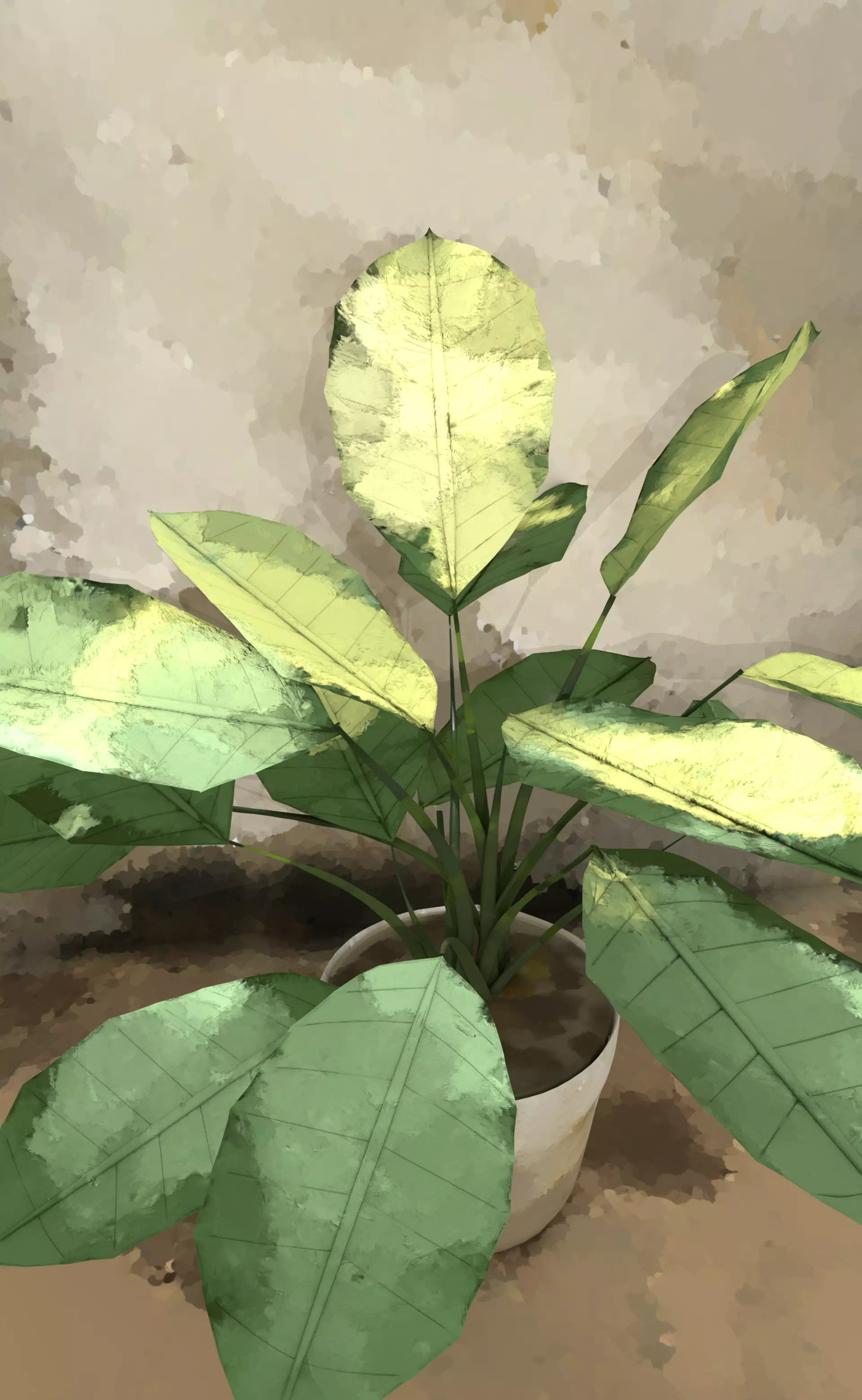 Handpainted Pot Plant 3D model_0