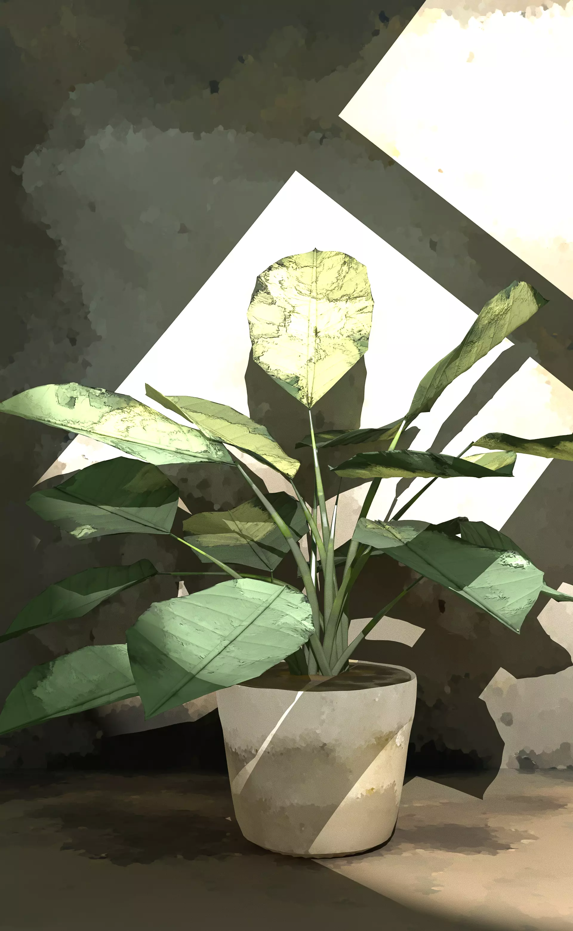 Handpainted Pot Plant 3D model_2