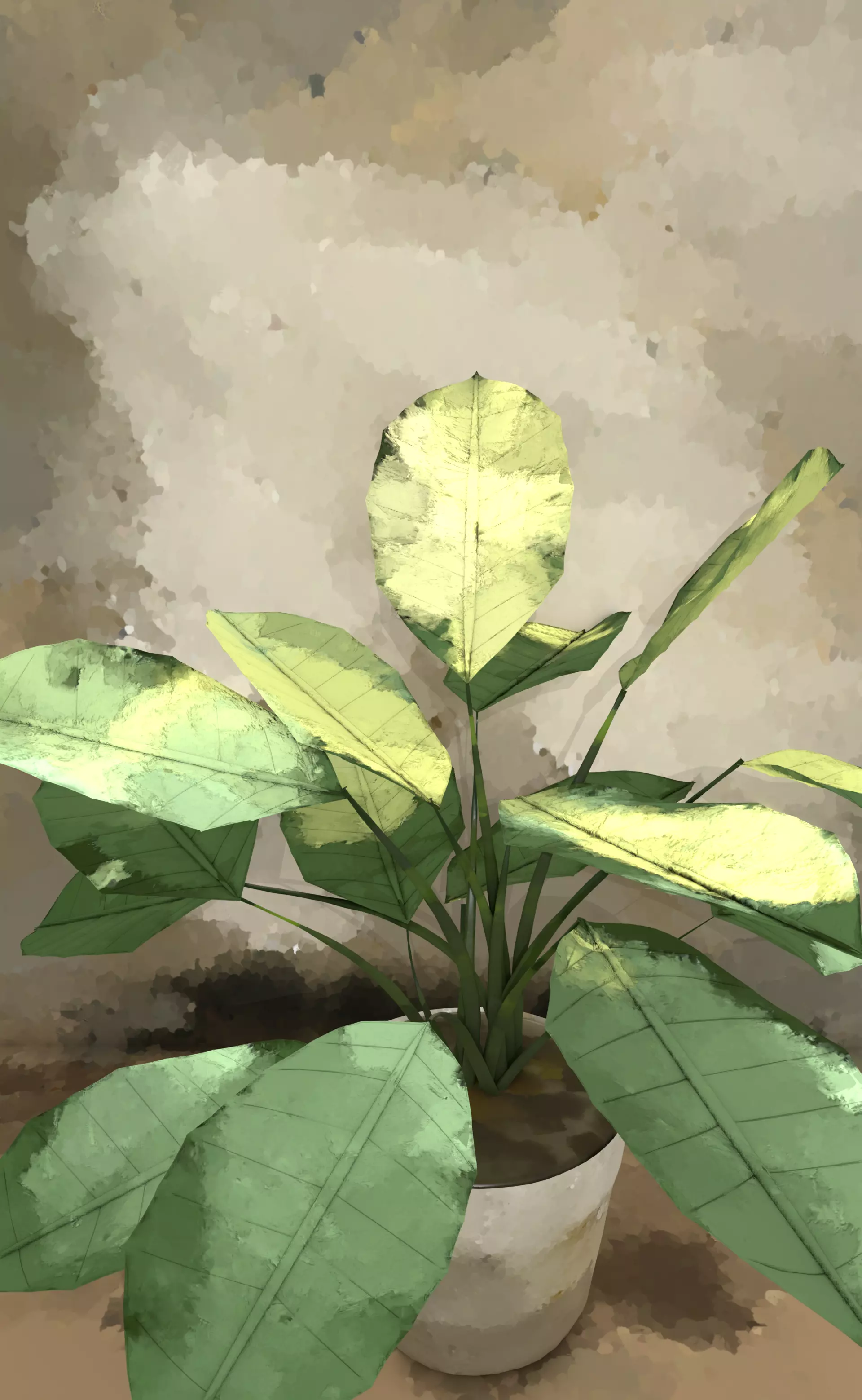 Handpainted Pot Plant 3D model_1