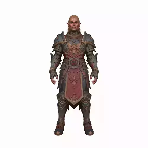 Noble Blood Elf Paladin in Phoenix Emblazoned Armor 3D Model