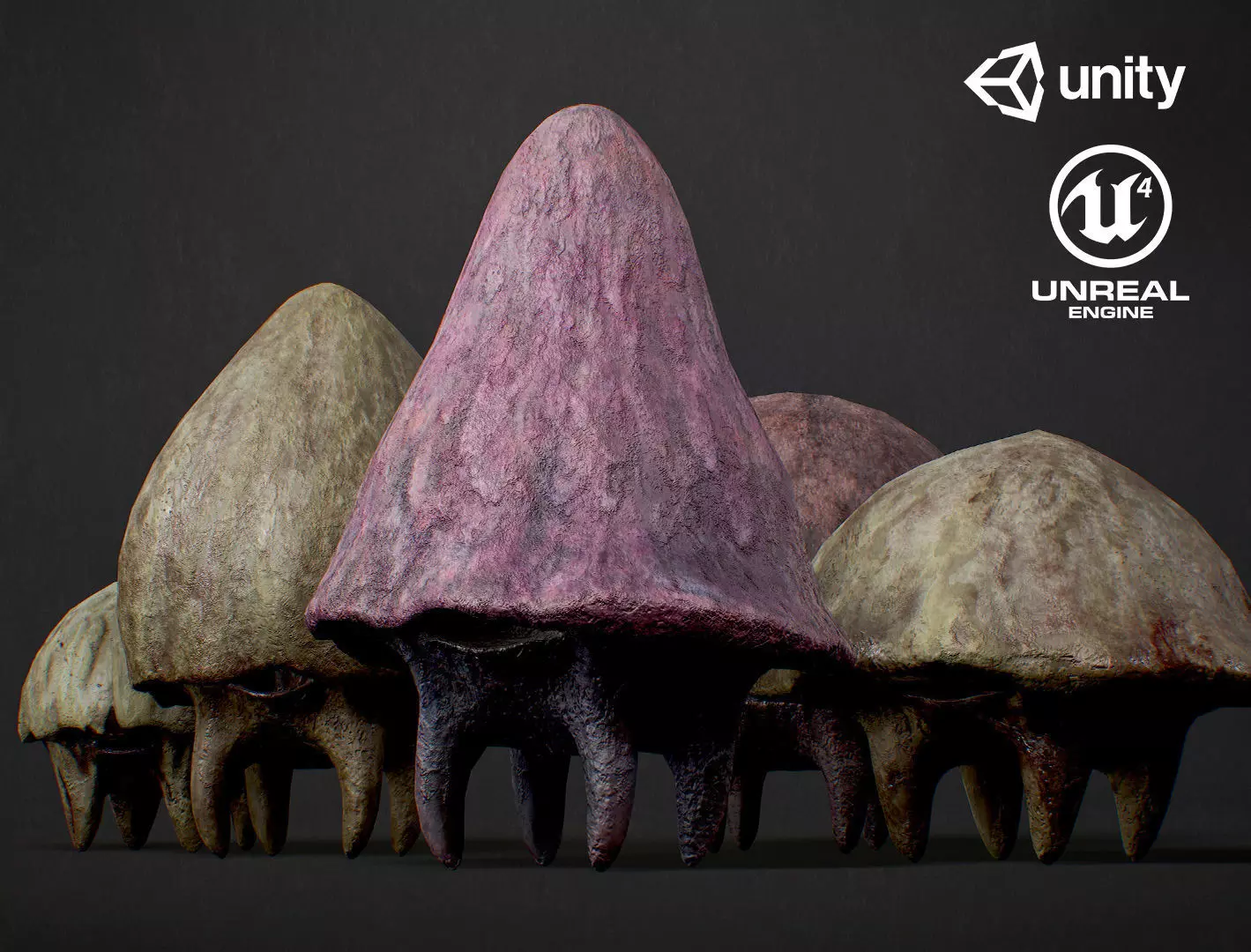 Mushroom Monsters1 Pack Low-poly 3D model_0