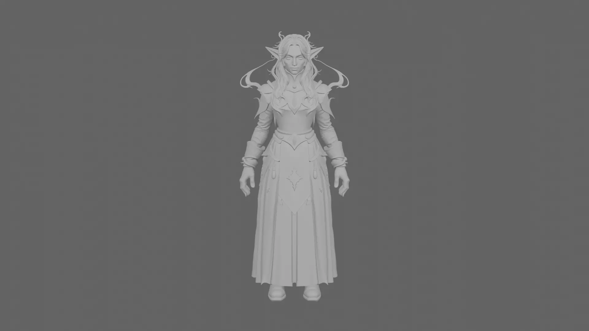 Ethereal Void Elf Scholar with Starry Eyes and Ancient Tome 3D 3D model_6
