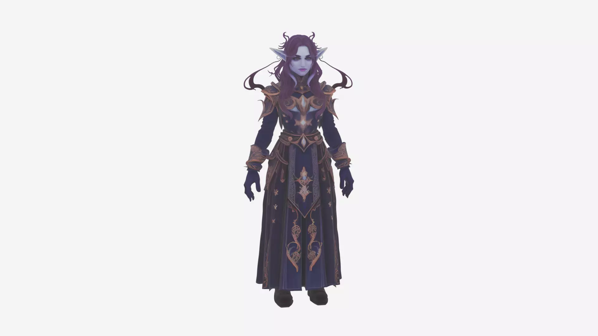 Ethereal Void Elf Scholar with Starry Eyes and Ancient Tome 3D 3D model_2