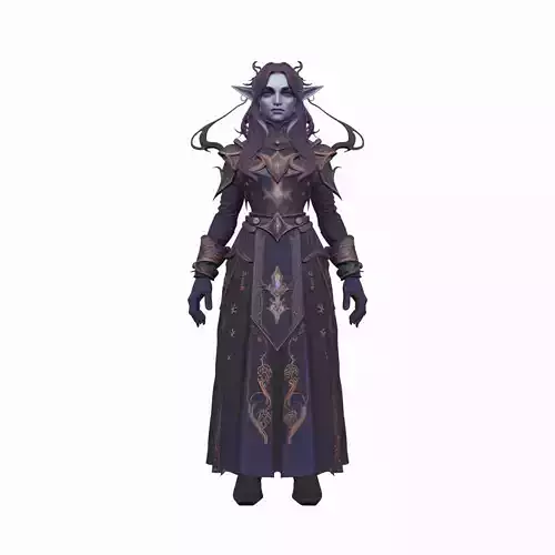 Ethereal Void Elf Scholar with Starry Eyes and Ancient Tome 3D