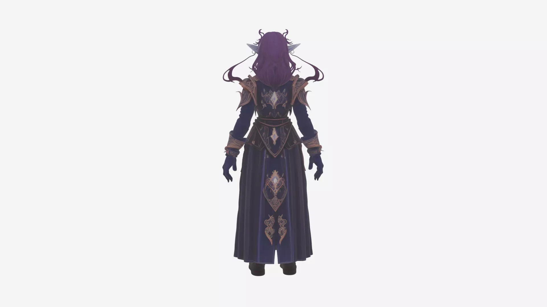 Ethereal Void Elf Scholar with Starry Eyes and Ancient Tome 3D 3D model_4