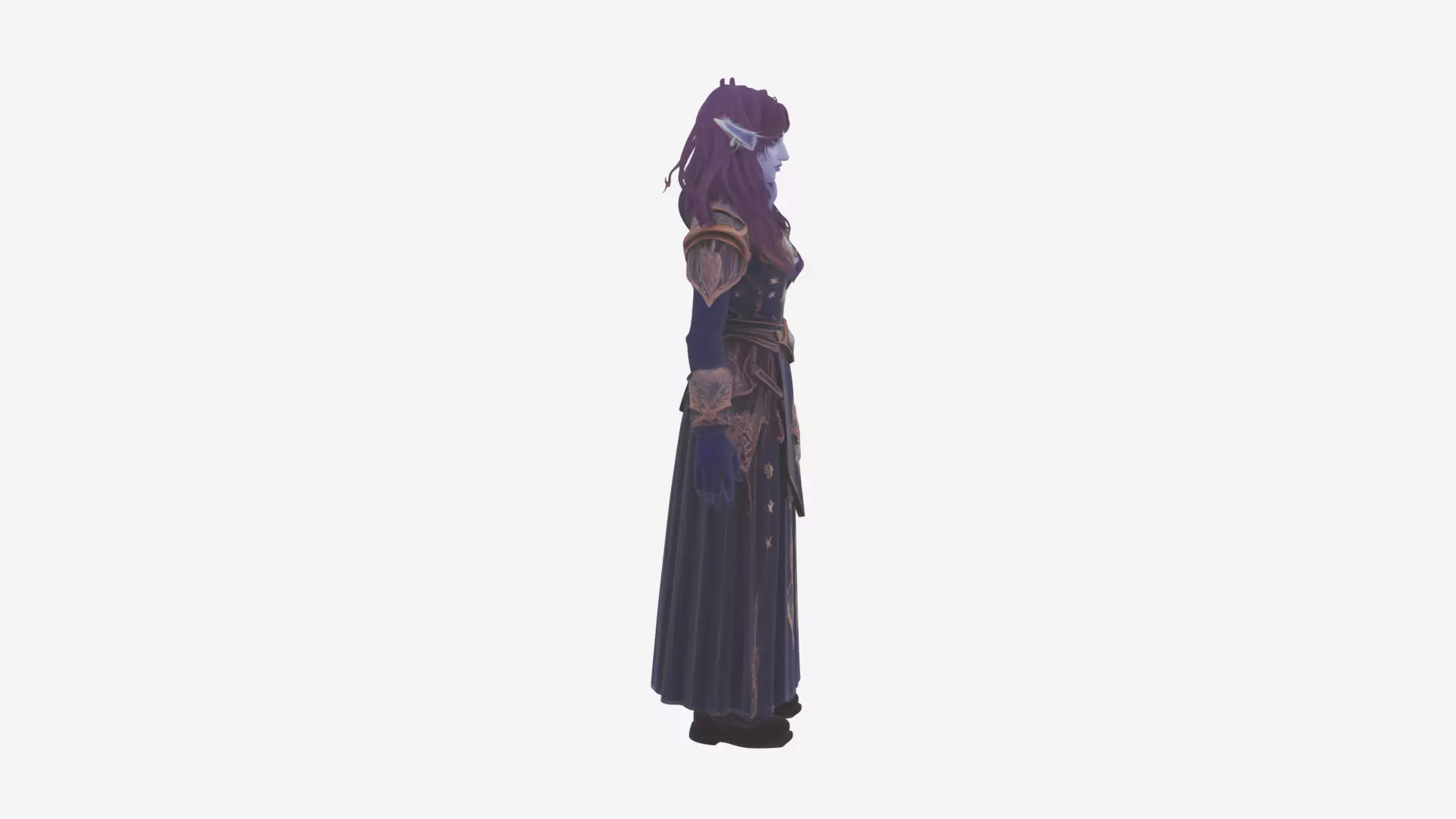 Ethereal Void Elf Scholar with Starry Eyes and Ancient Tome 3D 3D model_3