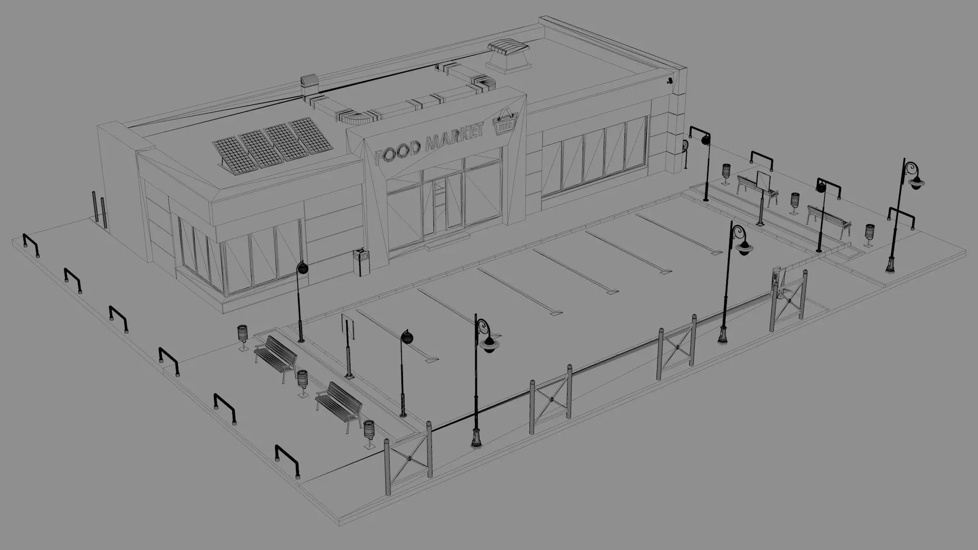 Supermarket Retail Store Low-poly 3D model_9