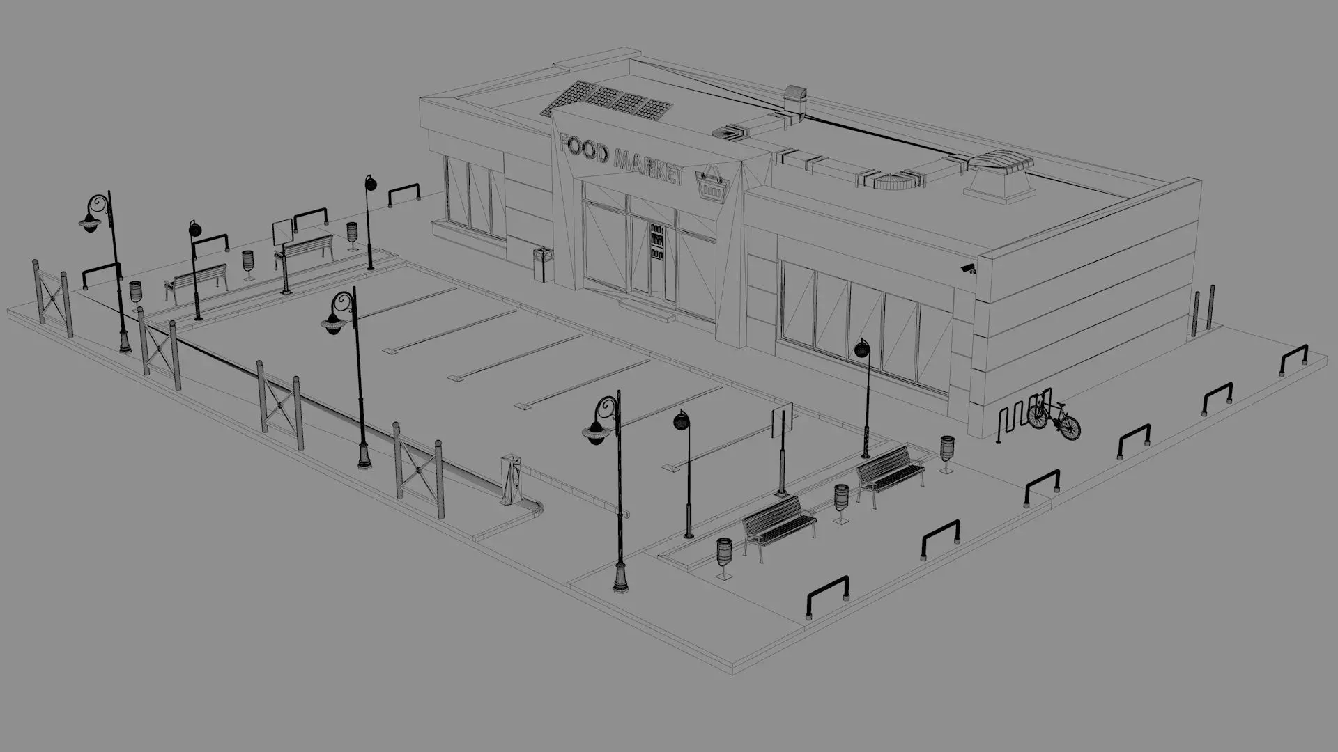 Supermarket Retail Store Low-poly 3D model_10