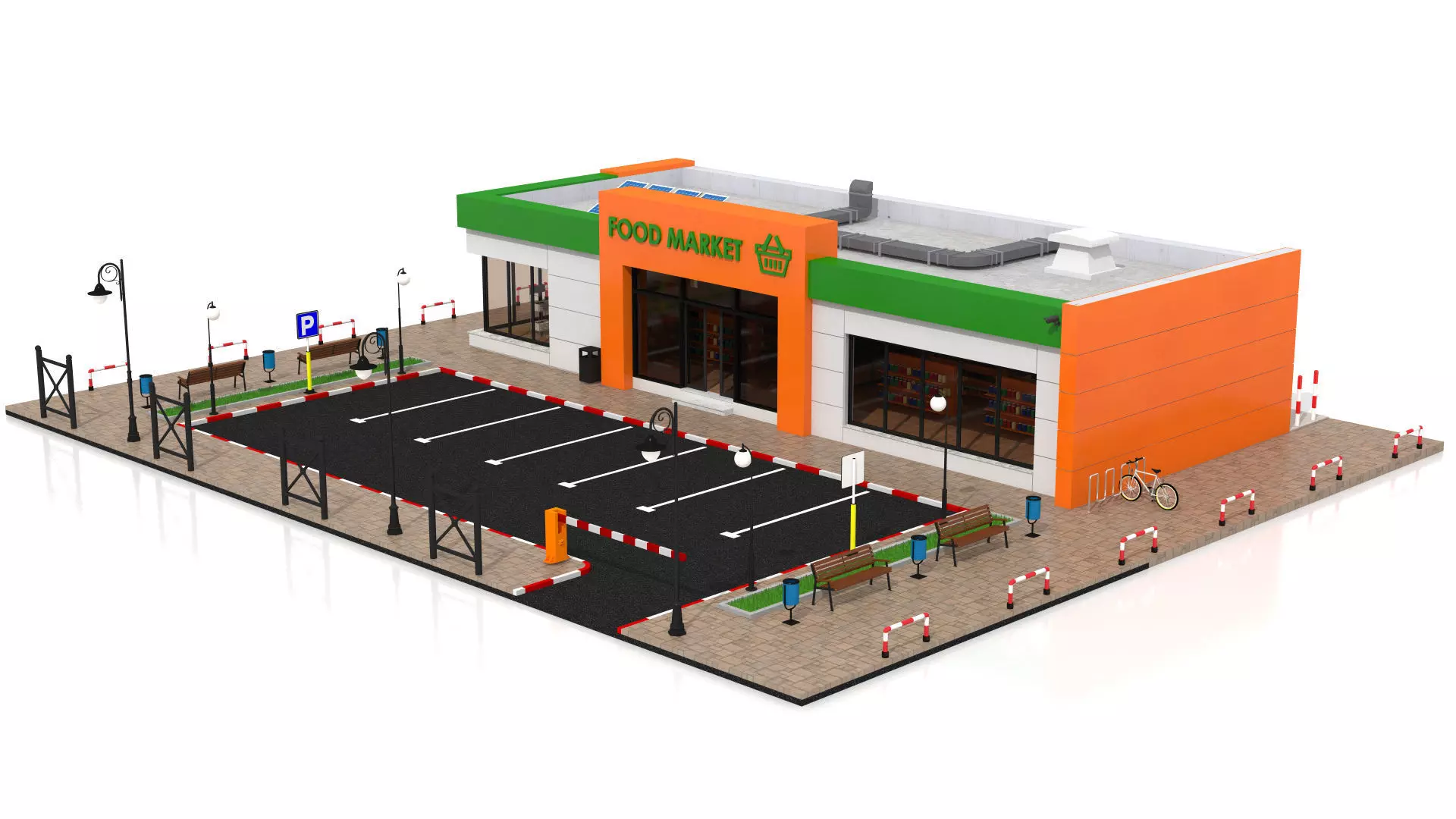 Supermarket Retail Store Low-poly 3D model_0