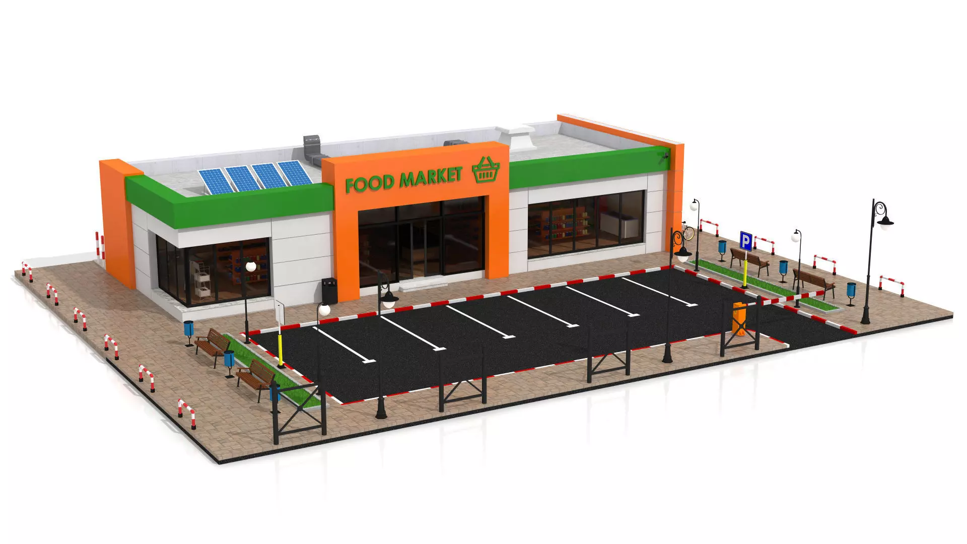 Supermarket Retail Store Low-poly 3D model_1