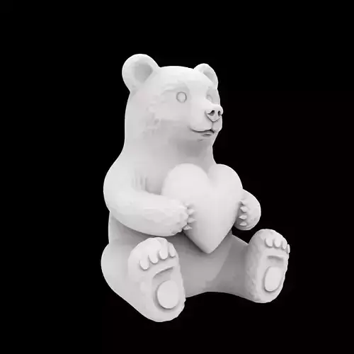 Bear Holding Heart 3D Print Model