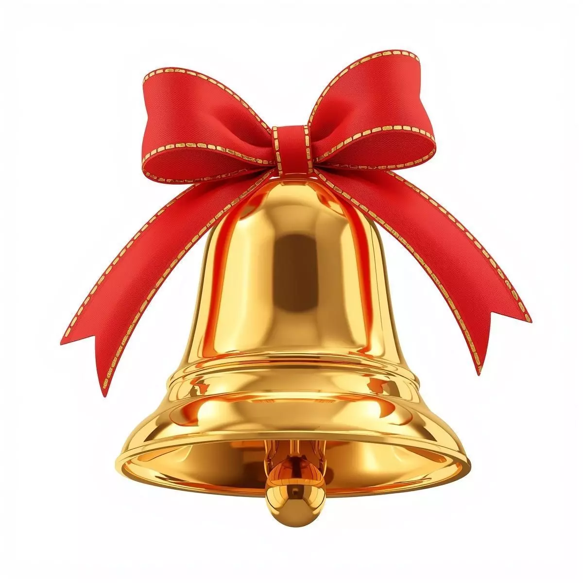 Golden Christmas Bell 3D Model Festive Holiday Decor Low-poly 3D model_0